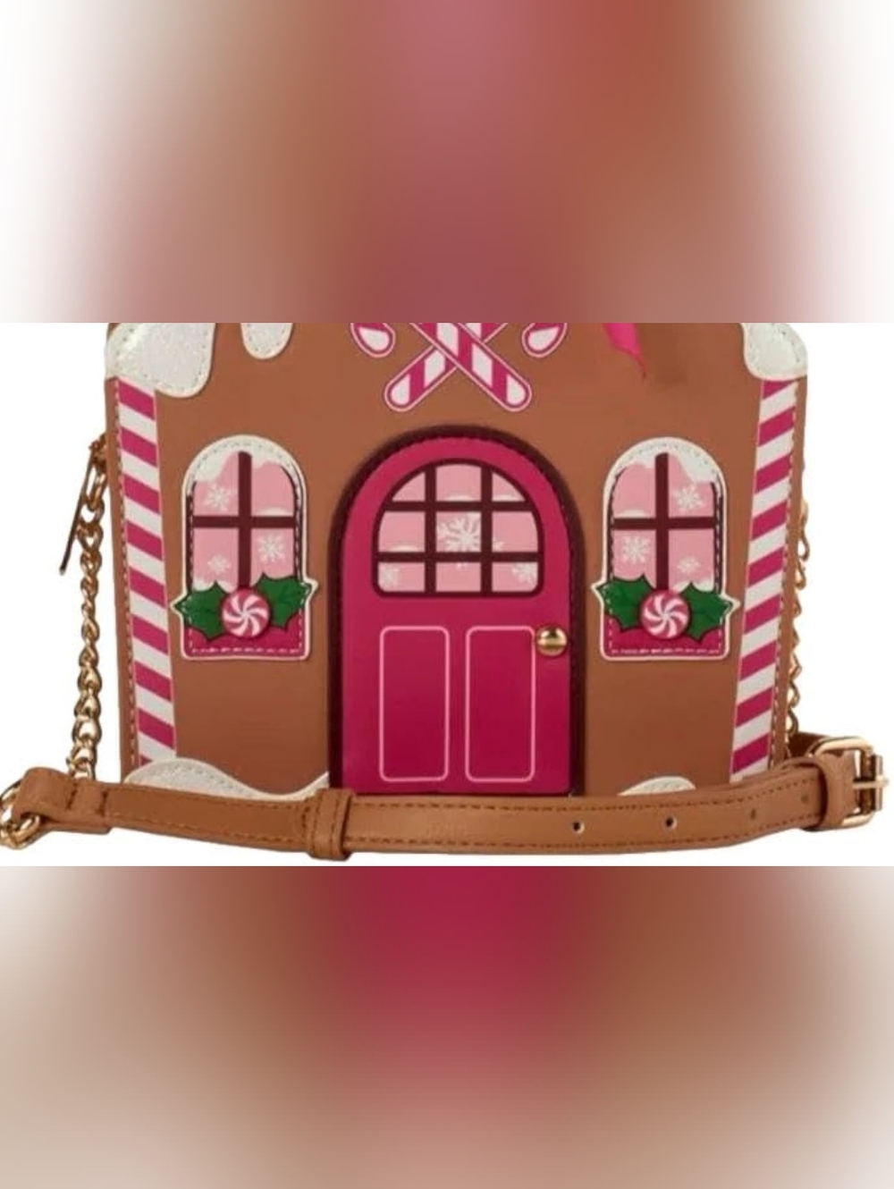 Betsey Johnson Gingerbread House Crossbody Bag - Pink & Brown - Picture 7 of 8